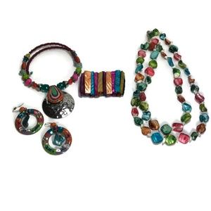 Fun Colorful Necklaces Earrings Stretch Bracelet
